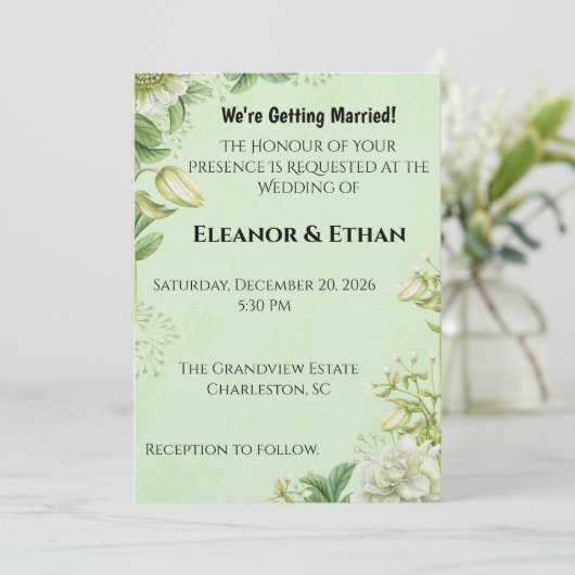 Vibrant Yellow Tulip & Ranunculus Formal Wedding I 招待状 (スタンド正面)