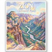 Vibrant Zion National Park Canyon River Hiking Art シール (正面)