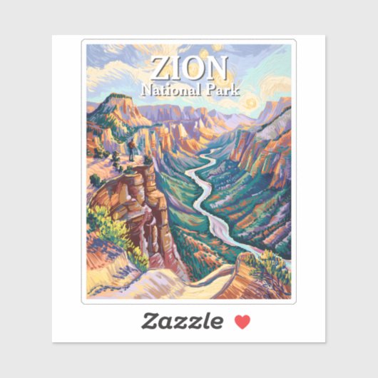 Vibrant Zion National Park Canyon River Hiking Art シール (シート)
