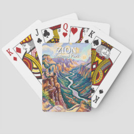 Vibrant Zion National Park Canyon River Hiking Art トランプ