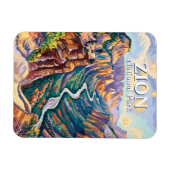Vibrant Zion National Park Canyon River Hiking Art マグネット (横)