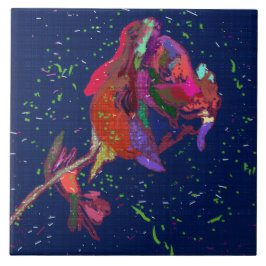 Vibrantly Colored Flower Ceramic Tile タイル