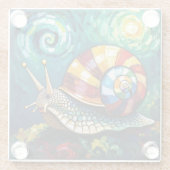 Vibrantly Colorful Impasto Whimsical Snail ガラスコースター (裏面)