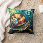 Vibrantly Colorful Impasto Whimsical Snail クッション (ブランケット)