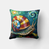 Vibrantly Colorful Impasto Whimsical Snail クッション (裏面)