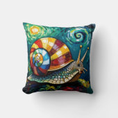 Vibrantly Colorful Impasto Whimsical Snail クッション (正面)