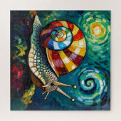 Vibrantly Colorful Impasto Whimsical Snail ジグソーパズル (横)