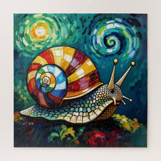 Vibrantly Colorful Impasto Whimsical Snail ジグソーパズル (縦)
