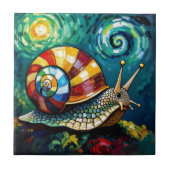 Vibrantly Colorful Impasto Whimsical Snail タイル (正面)