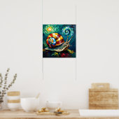 Vibrantly Colorful Impasto Whimsical Snail ポスター (キッチン)