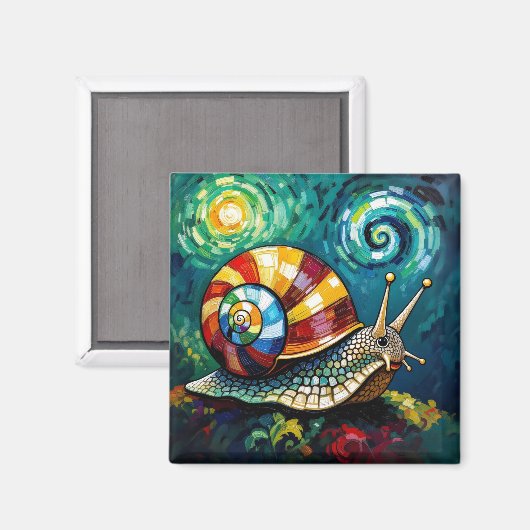 Vibrantly Colorful Impasto Whimsical Snail マグネット (正面/裏面)