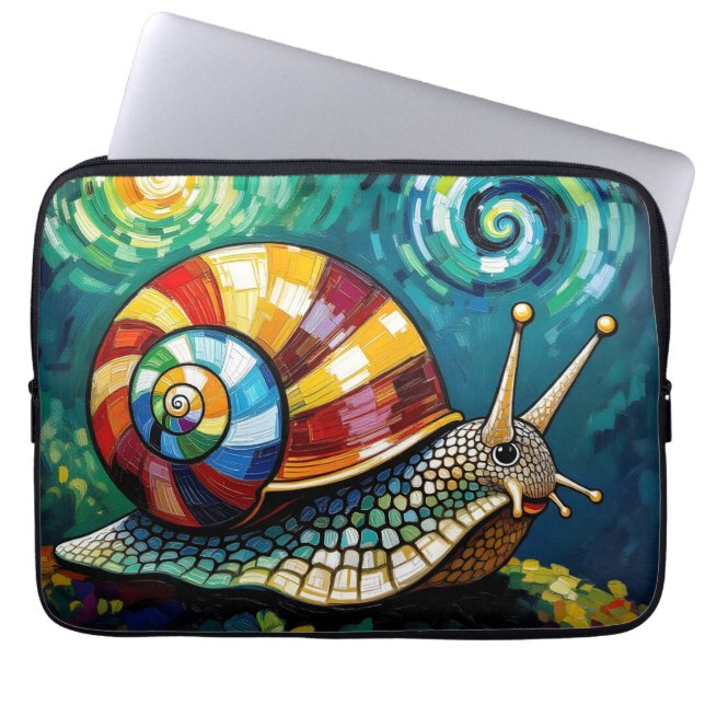 Vibrantly Colorful Impasto Whimsical Snail ラップトップスリーブ (正面)