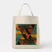 Vibrantly colorful triangles with tribal patterns トートバッグ (裏面)