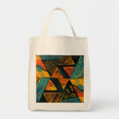 Vibrantly colorful triangles with tribal patterns トートバッグ (正面)