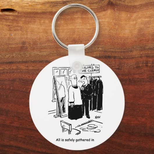 Vicarはカソックフィッティング教会の漫画を持っている キーホルダー (正面)
