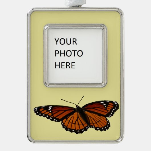 Viceroy Butterfly美しい自然写真 シルバープレートフレームオーナメント (正面)