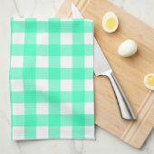 Vichy Bleu Turquoise キッチンタオル (四つ折り)