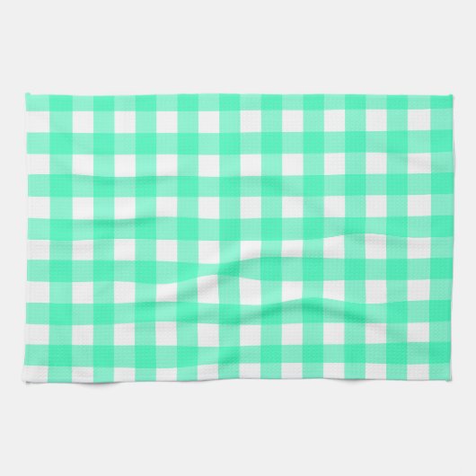 Vichy Bleu Turquoise キッチンタオル (横)