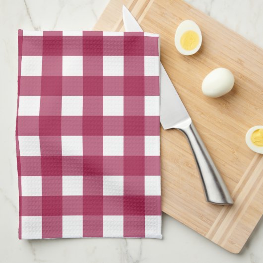 Vichy Rouge Cerise キッチンタオル (四つ折り)