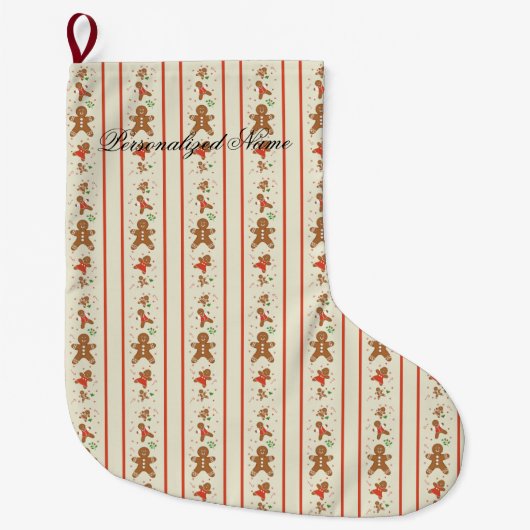 Vickieのジンジャーブレッドパレードクリーム ラージクリスマスストッキング (正面)