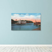 Vicksburg, MS – ミシシッピ川フェリーの眺め キャンバスプリント (インサイチュ (ウッドフロア))