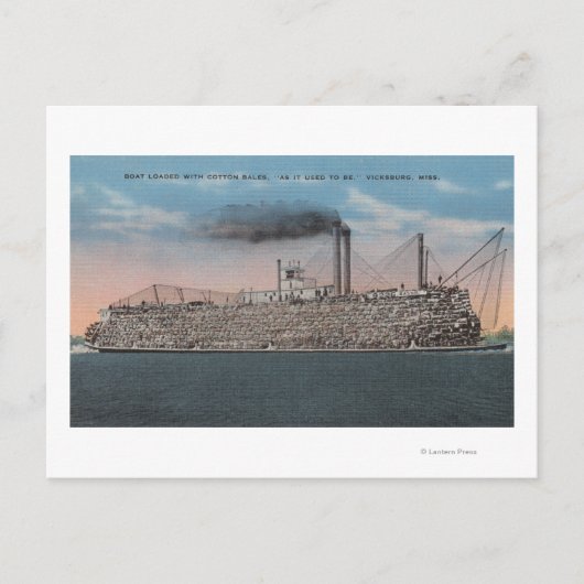 Vicksburg, MS - View of Boat with Cotton Onboard ポストカード (正面)