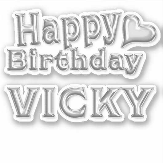 Vicky Happy Birthday silver Aufkleber Sticker シール (正面)