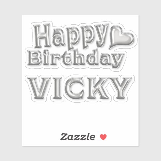 Vicky Happy Birthday silver Aufkleber Sticker シール (シート)