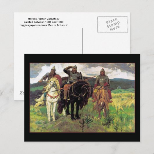 Victor Vasnetsovのヒーロー ポストカード (正面/裏面)