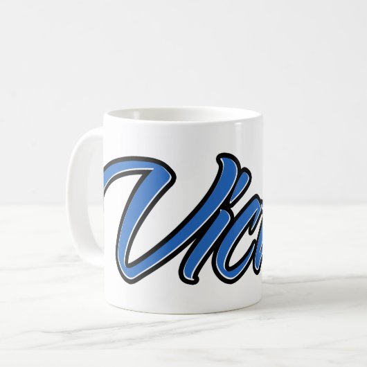 Victor Vorname Name blue Tasse Kaffeetasse コーヒーマグカップ (正面左)