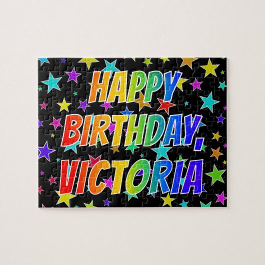 「VICTORIA」名、おもしろい「ハッピーバースデー」 ジグソーパズル (横)