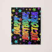 「VICTORIA」名、おもしろい「ハッピーバースデー」 ジグソーパズル (縦)