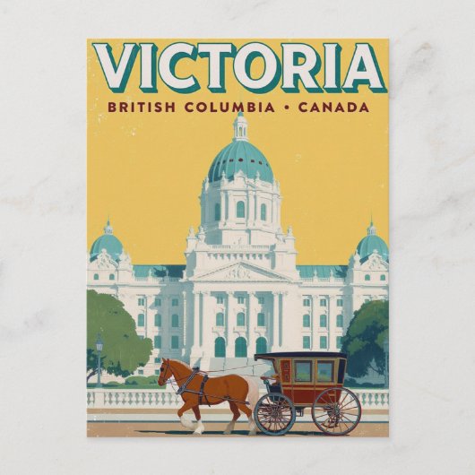 Victoria BC Parliament Retro ポストカード (正面)