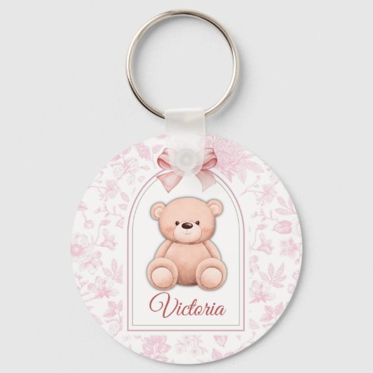 Victoria | Custom Pink Teddy Bear Nursery Design キーホルダー (正面)