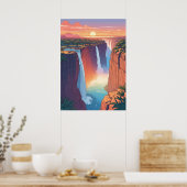 Victoria Falls Sunset Travel Art ポスター (キッチン)