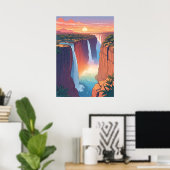 Victoria Falls Sunset Travel Art ポスター (ホームオフィス)
