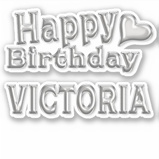 Victoria Happy Birthday silver Aufkleber Sticker シール (正面)