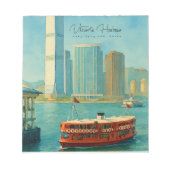 Victoria Harbor Hong Kong Retro Skyline ノートパッド (正面)