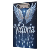 Victoria Name Art with Sparkling Diamond Wings クリップボード (左)