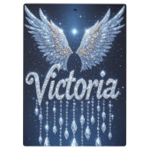 Victoria Name Art with Sparkling Diamond Wings クリップボード (裏面)