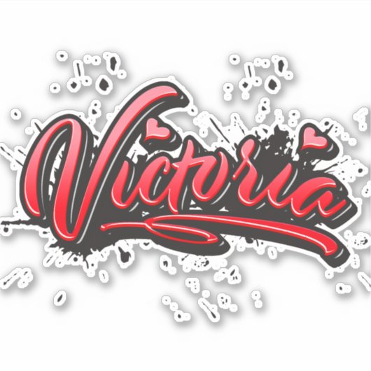 Victoria red Heart Graffiti Aufkleber Sticker シール (正面)