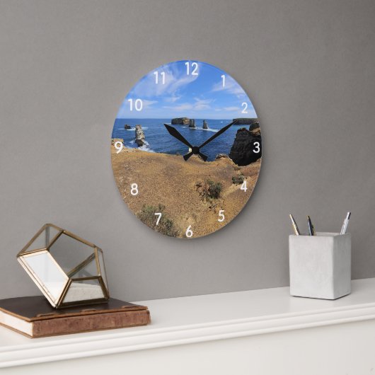 Victoria’s Bay of Islands Coastal Panorama ラージ壁時計 (オフィス)