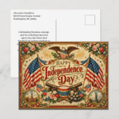 Victorian Americana Independence Day シーズンポストカード (正面/裏面)