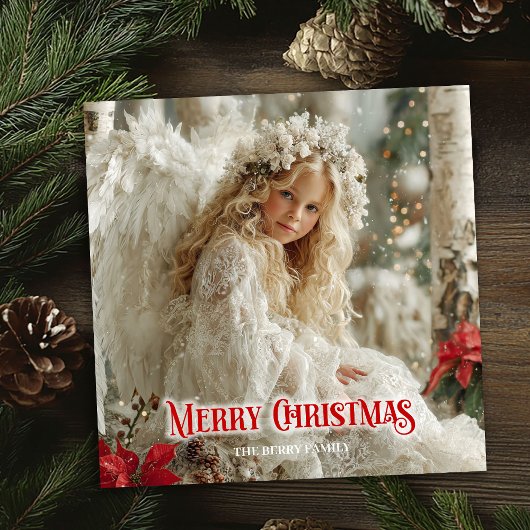 Victorian angel editable Christmas family greeting シーズンカード