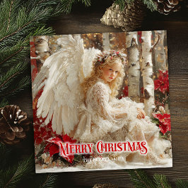 Victorian angel printable Christmas warm greeting シーズンカード