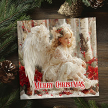 Victorian angel red poinsettias elegant holiday 