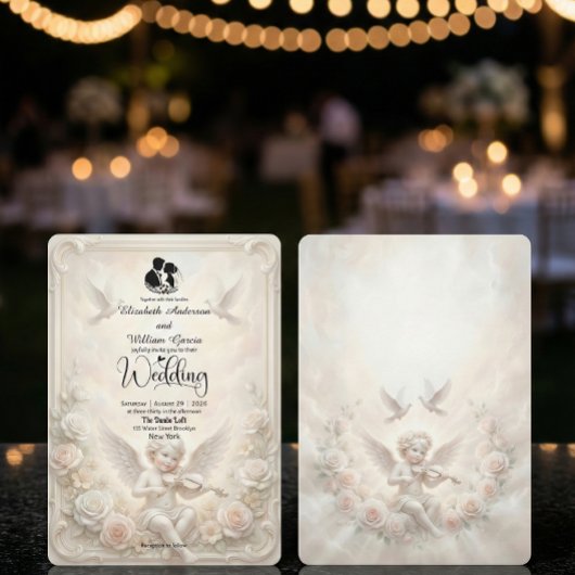 Victorian Angelic Cherub & Ethereal Doves Wedding 招待状