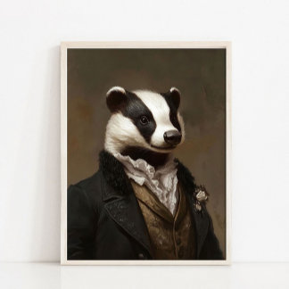 Victorian Animal Print, Royal Badger Vintage Portr ポスター