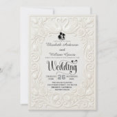 Victorian Baroque Filigree Swan Heart Wedding  招待状 (正面)