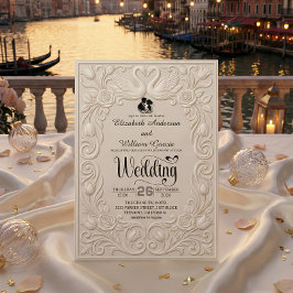 Victorian Baroque Filigree Swan Heart Wedding 招待状